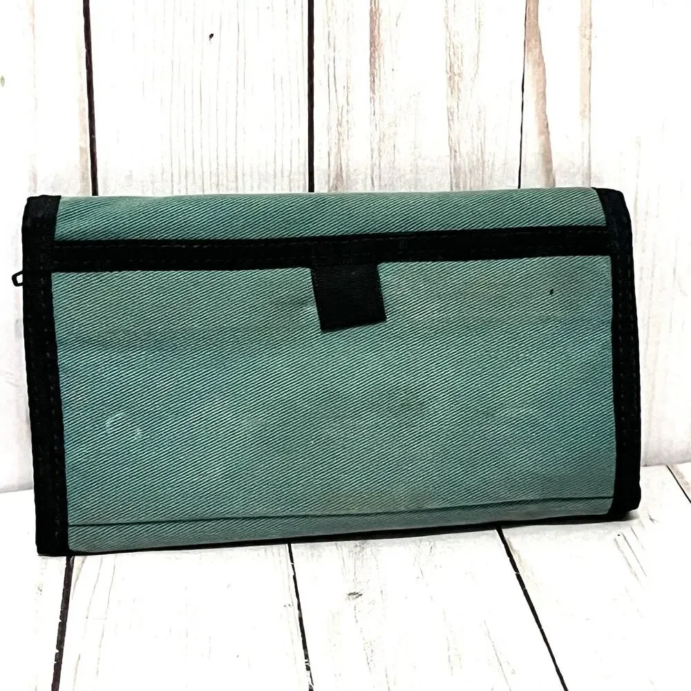 Freestyle Teal Tri-Fold Wallet Nylon Surf Skate Y2K Organizer Vintage